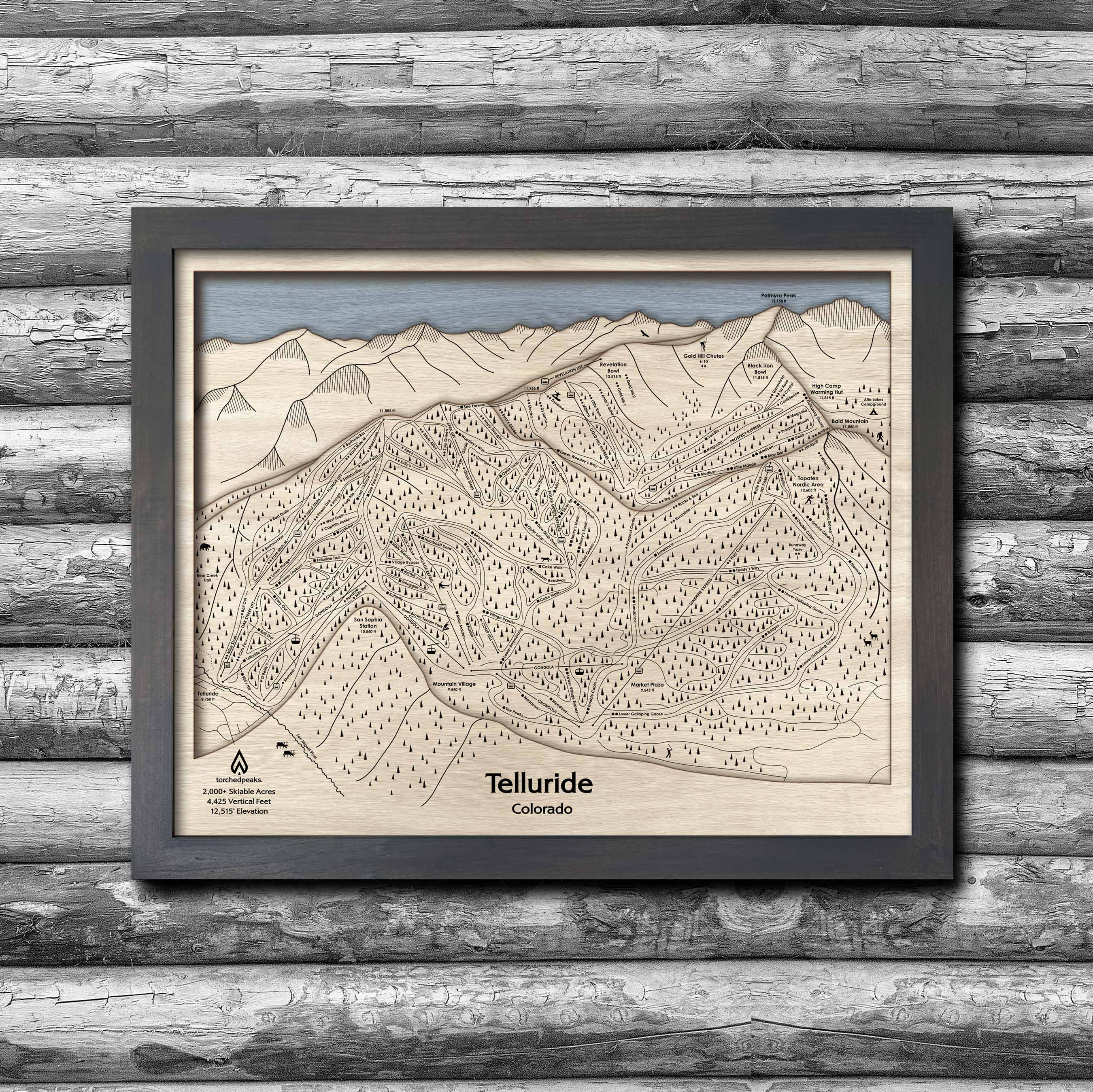 Telluride, CO Ski Resort Trail Map Art | Wood Ski House Telluride, CO Ski Resort Trail Map Art | Wood Ski House