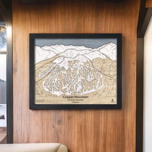 Copper Mountain Ski Map | Custom Wood Ski Resort Map, Layered Wood Art, Engraved Map, Ski Decor