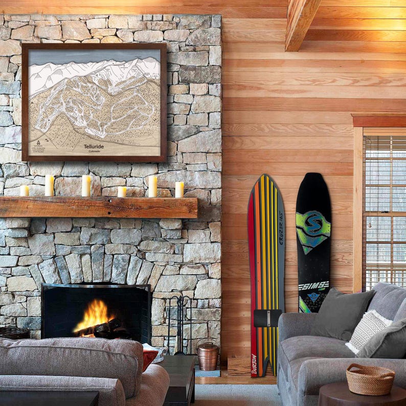 Telluride Colorado 3D Wood Ski Map