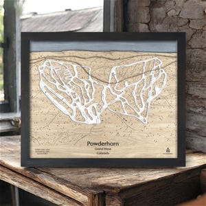Powderhorn Mountain, CO Ski Trail Map | Custom Wood Ski Map, Ski Decor, Ski Slope Mountain Art, Gift for Skiers, Colorado