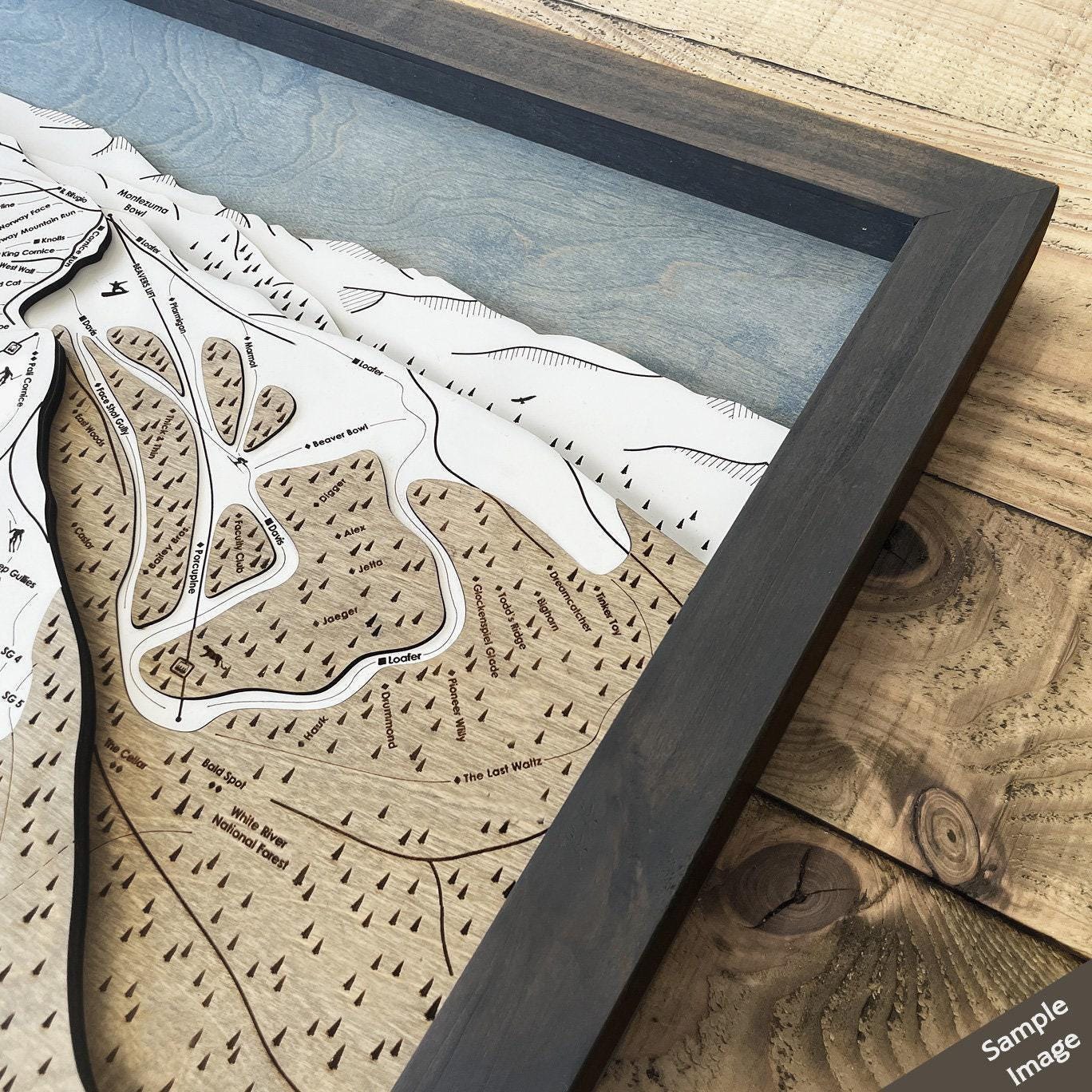 Bridger Bowl, MT Ski Trail Map Art | Custom Wood Ski Wall Art, Ski ...