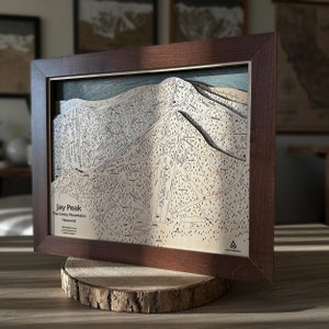 Jay Peak, Vermont : Carte des pistes de ski | Art de la montagne sur les pistes de ski, cartes en bois gravées, décoration de ski, cadeaux ski, snowboard