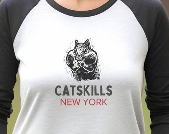 Catskills New York Unisex Raglan, Chipmunk raglan, chipmunk lover raglan, hiker gift, gift for hiker, upstate NY tshirt, catskills NY tshirt