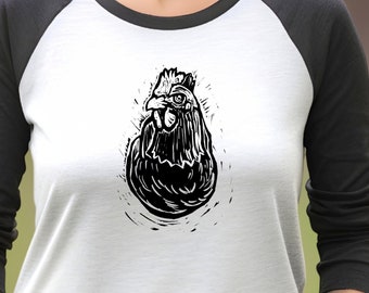 Hen Raglan, chicken lover gifts, chicken Raglan, gift for him, gift for her, gift for mom, gift for dad, gift for animal lover, hoodie