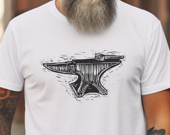 Blacksmith Tee, anvil tshirt, gift for blacksmith, blacksmith gift, blacksmithing shirt, trendy tshirt vintage tshirt, block print tee