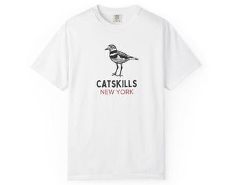 Catskills Bird Graphic T-shirt, Unisex Tee, Nature Lover Shirt, Gift for Hikers, Summer Casual Wear, Eco-Friendly Apparel, killdeer bird
