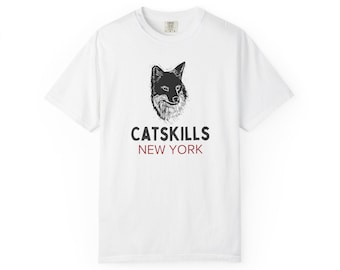 Vintage Catskills New York Fox Tee, Nature Lover Gift, Unisex Graphic T-Shirt, Woodland Animal Shirt, Mountain Retreat Apparel