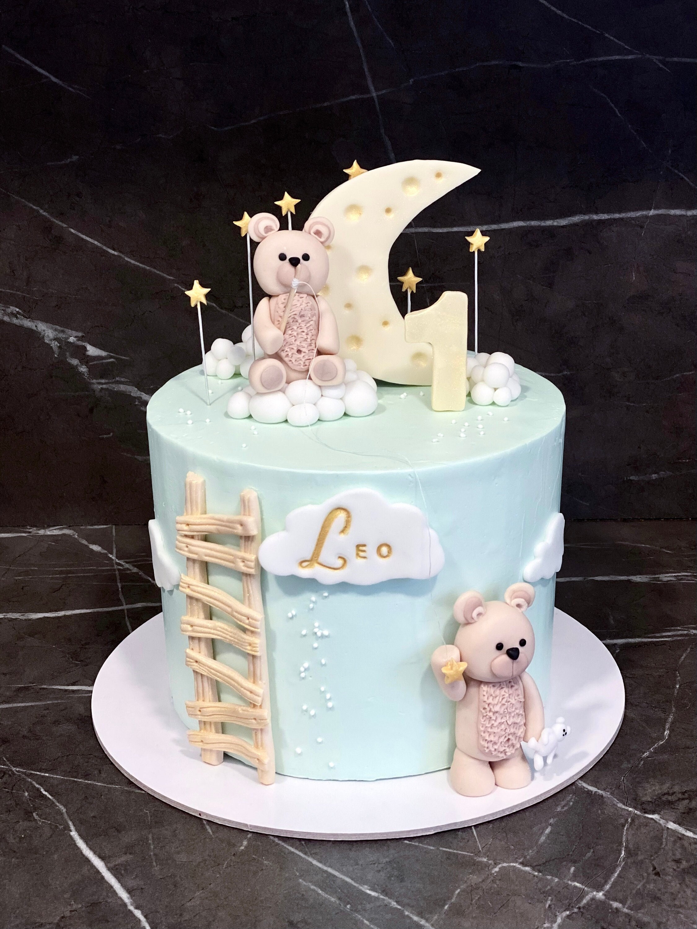 Fishing Bear Birthday Cake Topper, Personalised 