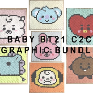 baby BT21 Graphic bundle pattern (crochet- tapestry - C2C)