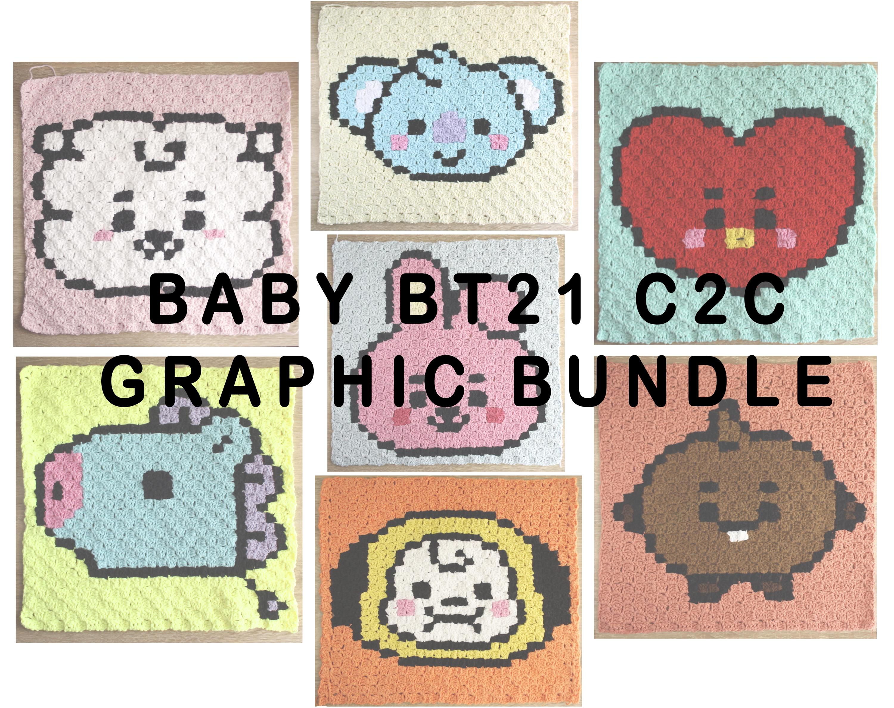Baby BT21 Graphic Bundle Pattern (crochet- Tapestry - C2C) - Etsy