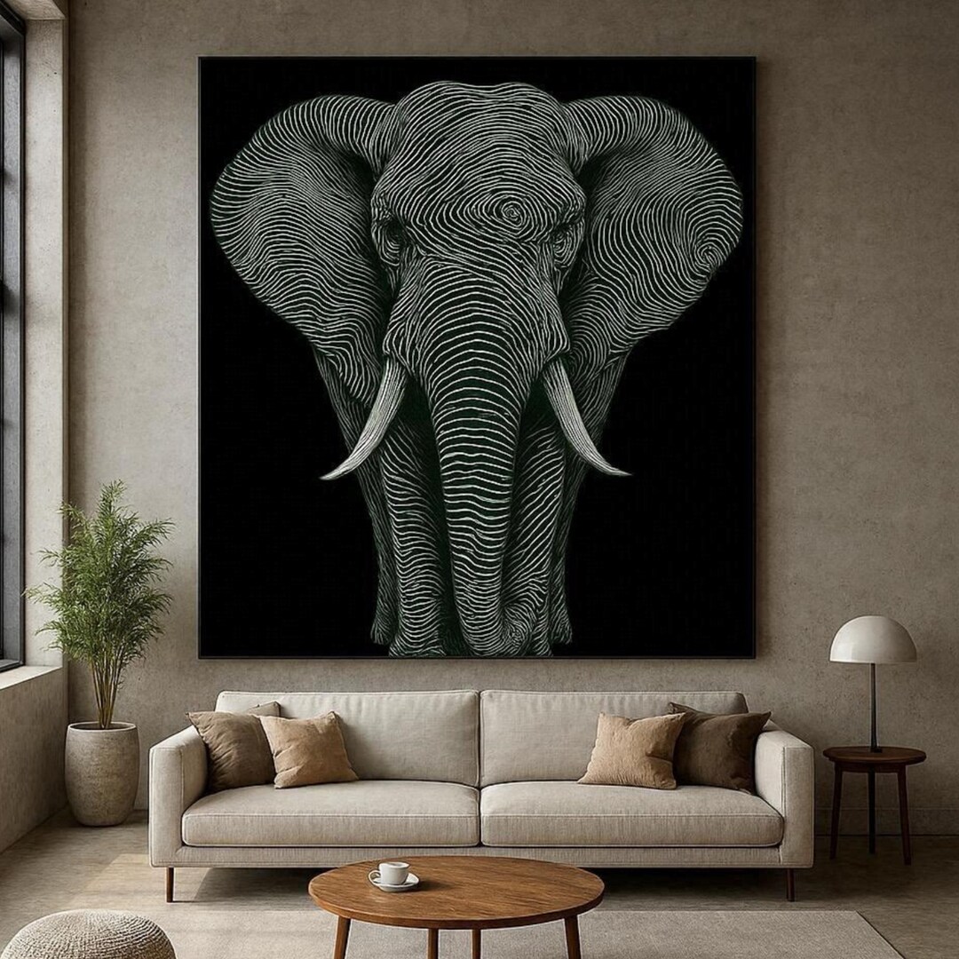 Abstract Elephant Line Art – Minimalist Black and White Wall Art ...