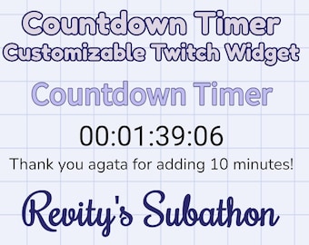 Widget de cronômetro de contagem regressiva para Subathon Donothon | Totalmente personalizável | Widget de transmissão para Twitch