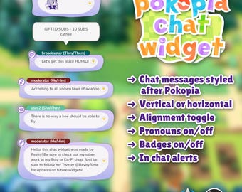 Widget de bate-papo Pokopia para Twitch | Bate-papo com tema Pokémon + alertas | Streamelements OBS