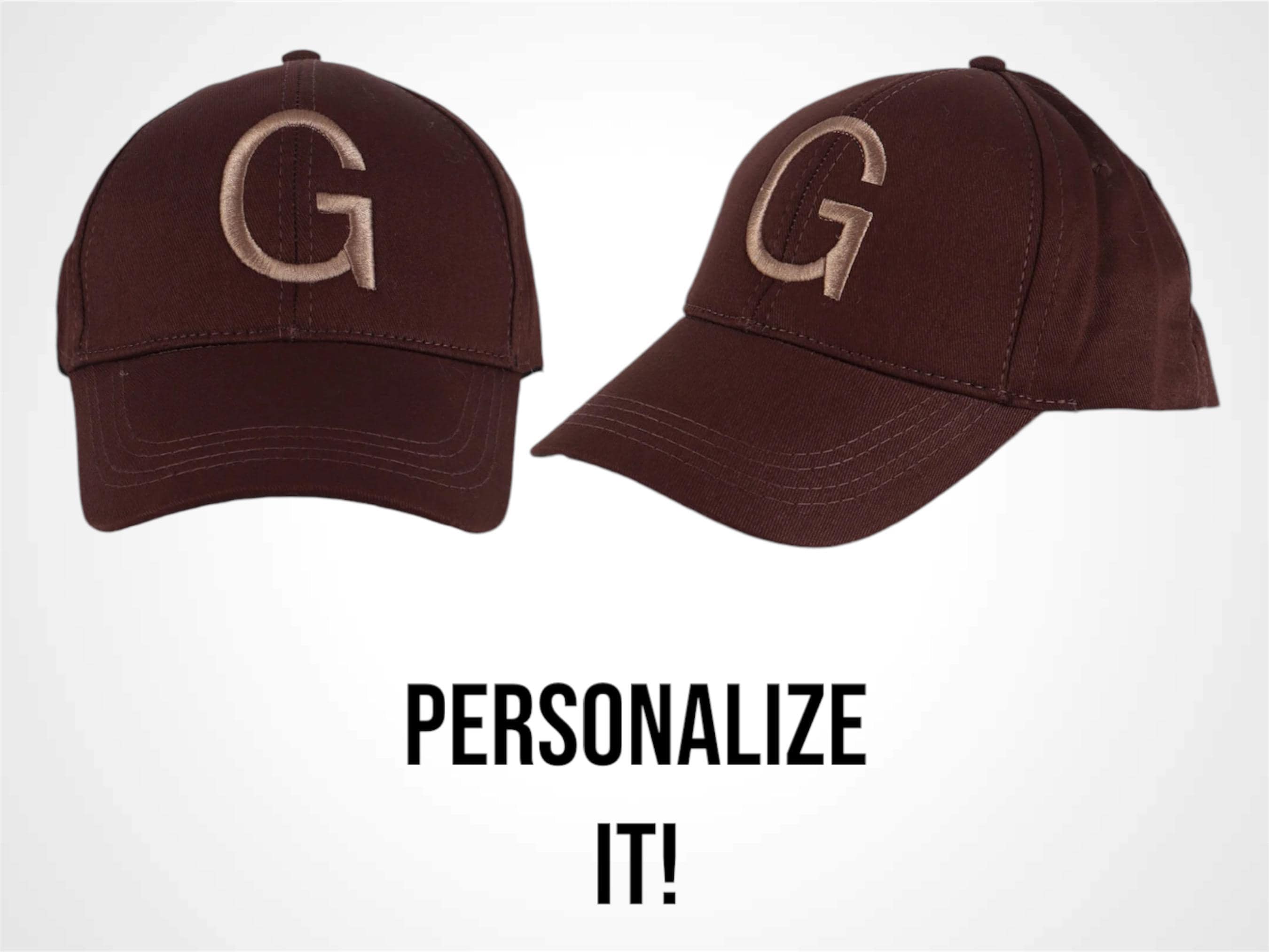 Personalized Shaggy Beige Cap - Custom Embroidered Initials