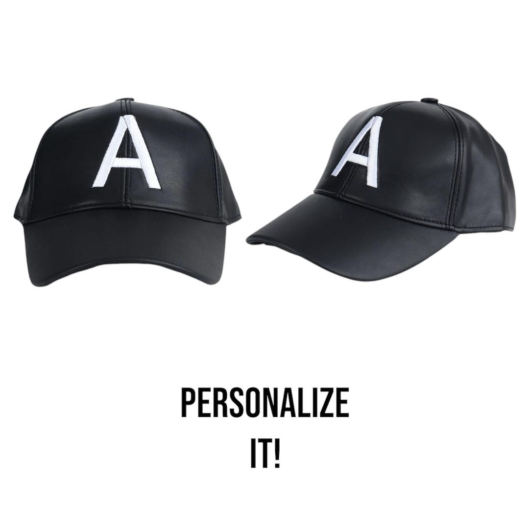 Personalized Leather Cap - Custom Embroidered Initials, Leather Cap ...