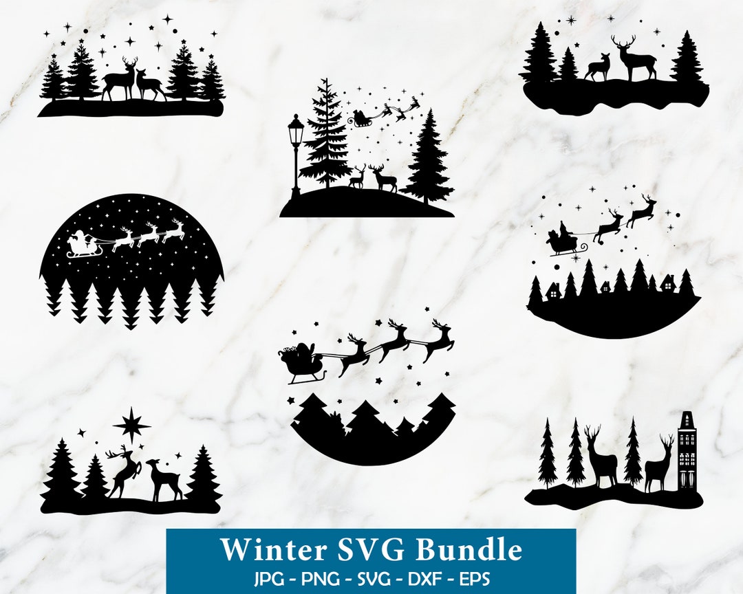 Winter Scene SVG, Christmas Scene Svg, Winter Scene Bundle SVG, Winter