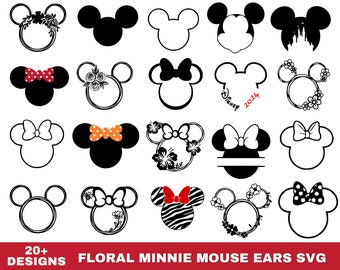 Floral Minnie Ears SVG: Mickey Mouse shirt gesneden bestand (digitale download)
