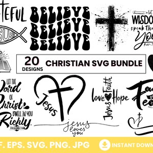 Christian SVG Bundle: Bible Verse, Faith, God, Jesus (Digital Files)