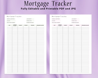 Mortgage Tracker: Home Loan Payment, Financial Planning (Digital Download)