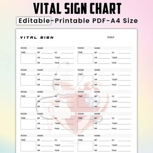 Editable Vital Sign Chart: Nursing Notes Tracker (A4 PDF)