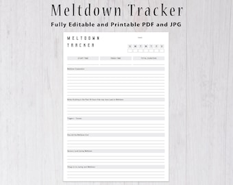 Meltdown Tracker: Emotional Well-being, Stress & Anxiety (Digital Download)