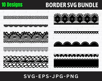 Lace Border SVG Bundle: Seamless Pattern Clipart (Instant Download)