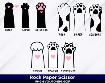 Funny Cat Paw SVG: Rock Paper Scissors Design (Digital Files)