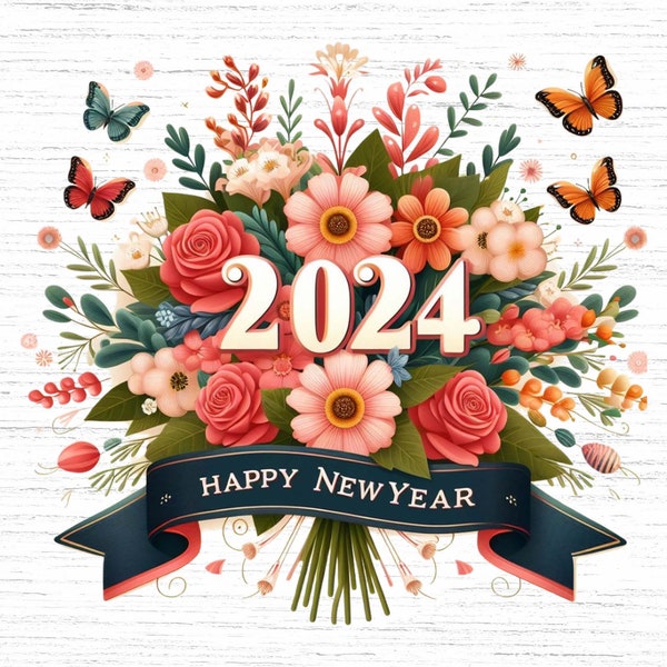 20+ New Years Decorations PNG, Happy New Year 2024 SVG Clipart, New Years Party Decor, New Years Eve Digital Download, New Year png bundle