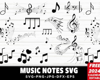 MUSICAL notes svg, Clipart z nutami muzycznymi, Nuty muzyczne Svg Pliki nut muzycznych svg dla Cricut Nuty muzyczne SVG Muzyka PNG Plik do cięcia nut muzycznych
