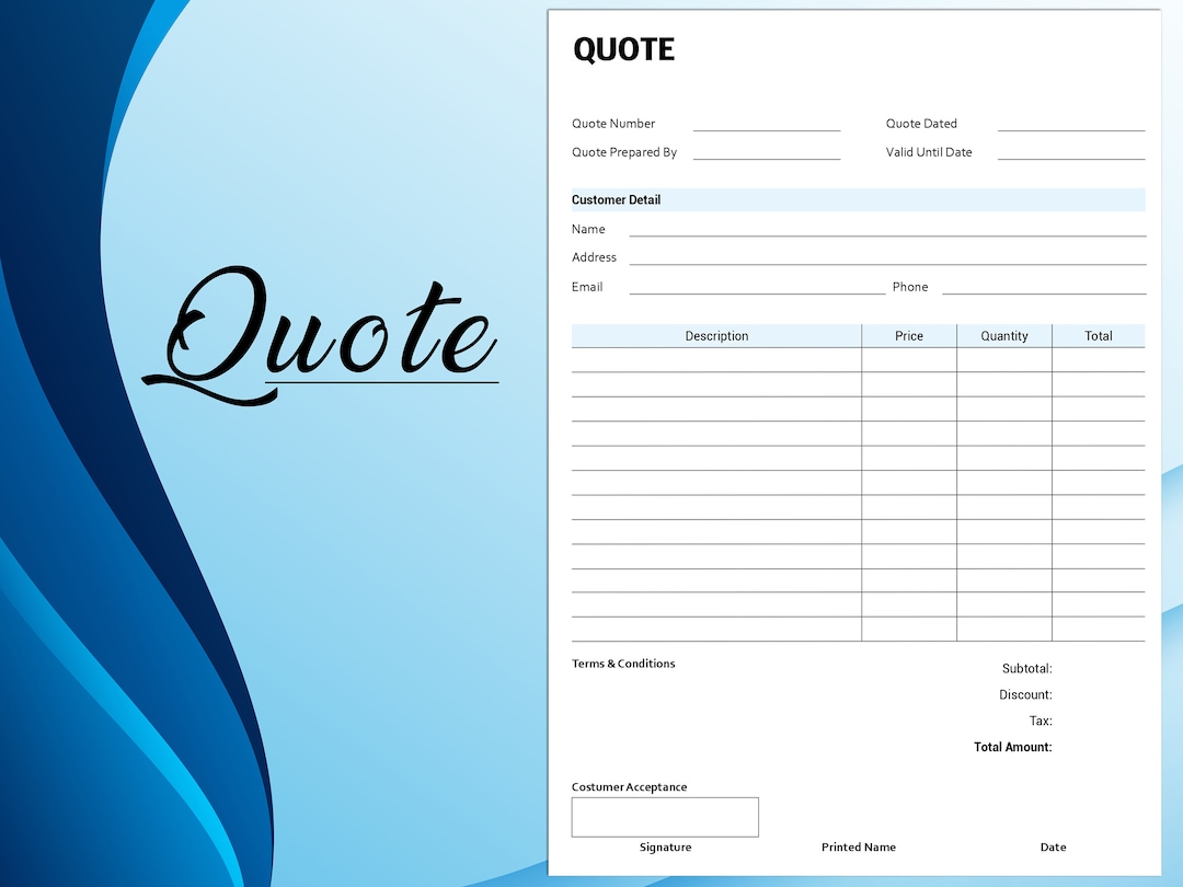 Customizable Quote Template: A4 Editable PDF - Etsy