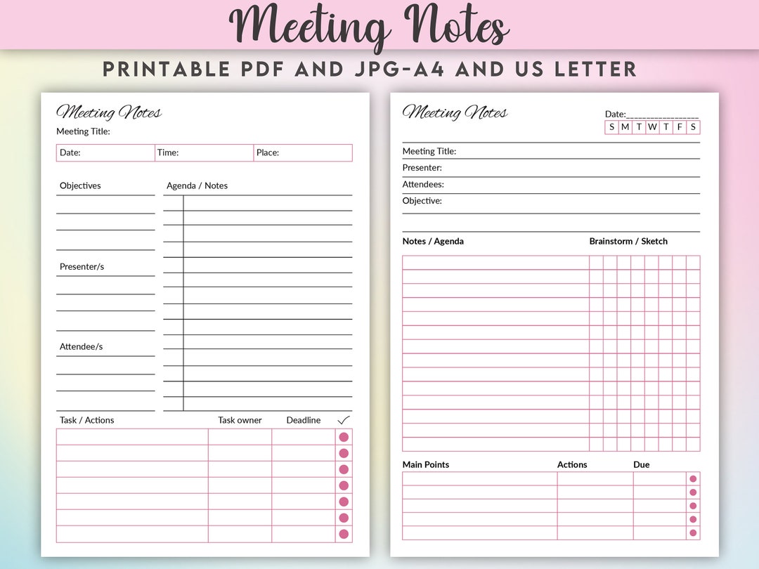 Notes Tracker Photo Meeting Minutes Master, Streamline Your Note-taking, Meeting Notes ...
