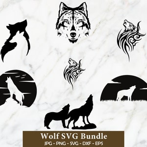 Wolf SVG Bundle, Wolf zwart, Wolf Png-Bundle, Wolf Clipart, Wolf zwart, Wolf Schnittdateien für Cricut, heulender Wolf nicht, Werwolf nicht