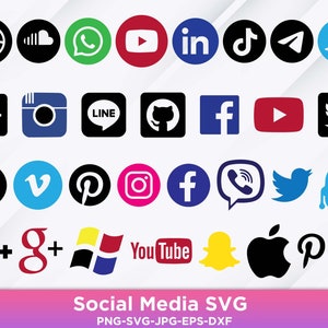 Social Media Icons SVG: Circle Icons, Facebook, Instagram (Instant Download)