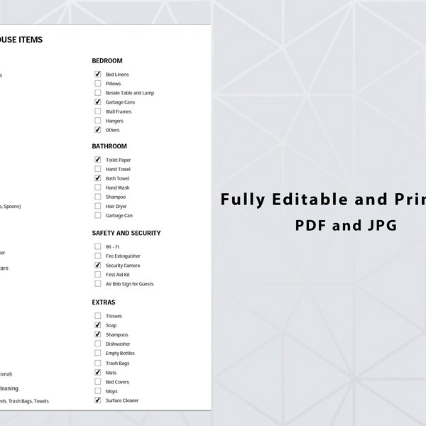 Essential House Items Printable, Airbnb rental Inventory Checklist, Home essentials, Household items, Home decor, Kitchen gadgets