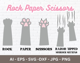 Rock Paper Scissors Cat Paw SVG: Funny Cat Lover Shirt (Digital Files)