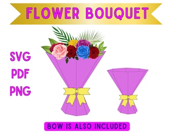 Bouquet of Paper Flowers, Vase for paper Flowers, Bouquet Vase Svg, Paper Flower Bouquet, Ramo de flores de papel, Vase, Valentines gift