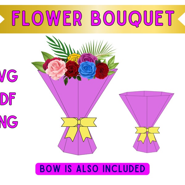 Bouquet of Paper Flowers, Vase for paper Flowers, Bouquet Vase Svg, Paper Flower Bouquet, Ramo de flores de papel, Vase, Valentines gift