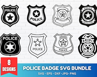 Police Badge Svg Bundle, American Police Badge Outline Svg Png, Security Badge Svg, Easy Cut Police Officer Badge svg, Police Badge Clipart