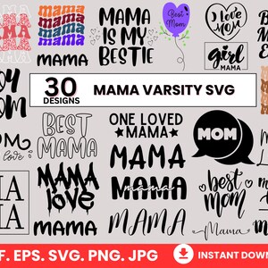 Mama Varsity SVG Bundle: 30 Designs (Digital Download)