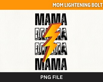 Retro Mama Lightning Bolt PNG - Mom Life Shirt Design (Digital Download)