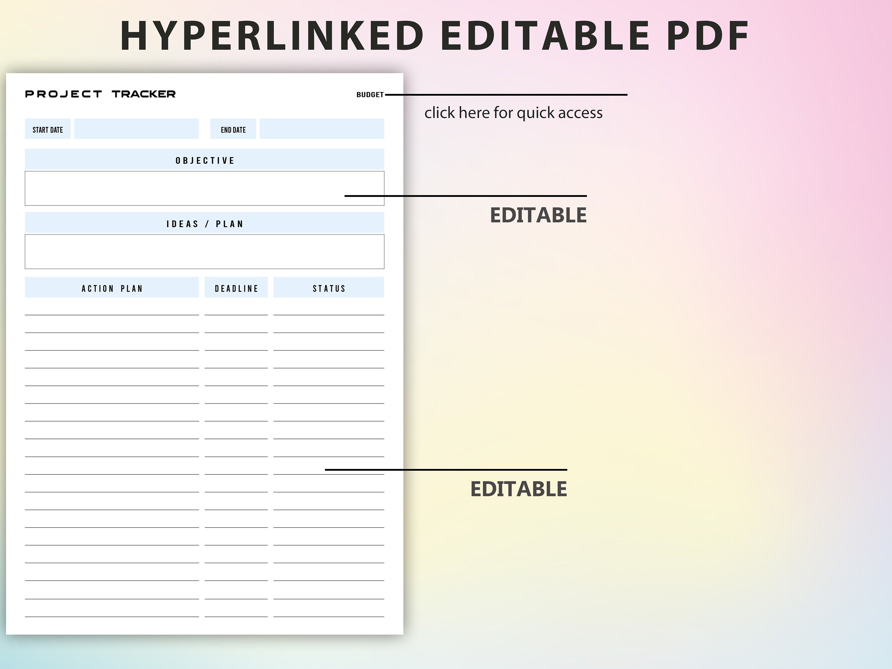 Pro Tracker Worksheet Project Pro Tracker & Budget Planner, Project Planner Digital, Project ...