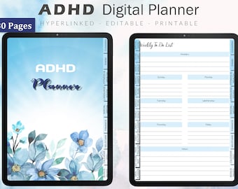 ADHD Planner Adult: Editable 2024 Digital Life Planner (A4)