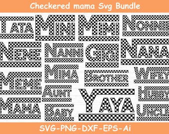 Damier maman SVG, amour damier de maman, conception de damier maman SVG, damier maman couper fichier, breloque damier SVG de maman