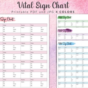 Printable Vital Sign Chart, Vital Sign Log, Vital Sign Tracker, Vital sign Sheet, nursing vitals sheet, Nursing Notes PDF