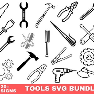 Mechanic Tools SVG Bundle: Wrench, Hammer, Drill Clipart (Cut Files)