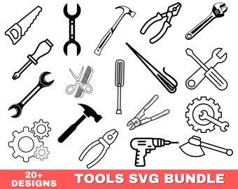 Mechaniker Werkzeuge SVG Bundle: Schraubenschlüssel, Hammer, Bohrer Clipart (Schnittdateien)