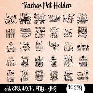 Zestaw uchwytów na garnki dla nauczycieli w formacie SVG: projekty Apple i School (do pobrania w wersji cyfrowej)