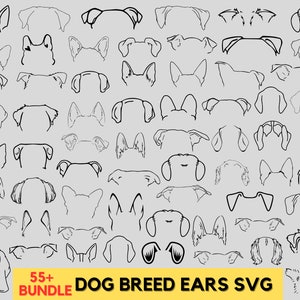 Dog Breed Ears Outline SVG Bundle: Line Drawing Clipart