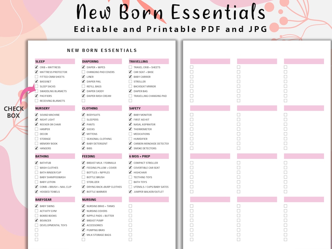Queen Baby Checklist.pdf Newborn Essentials Checklist: Editable Baby Registry (PDF) - Etsy