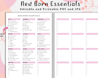 Newborn Essentials Checklist: Bearbeitbare Baby-Registratur (PDF)